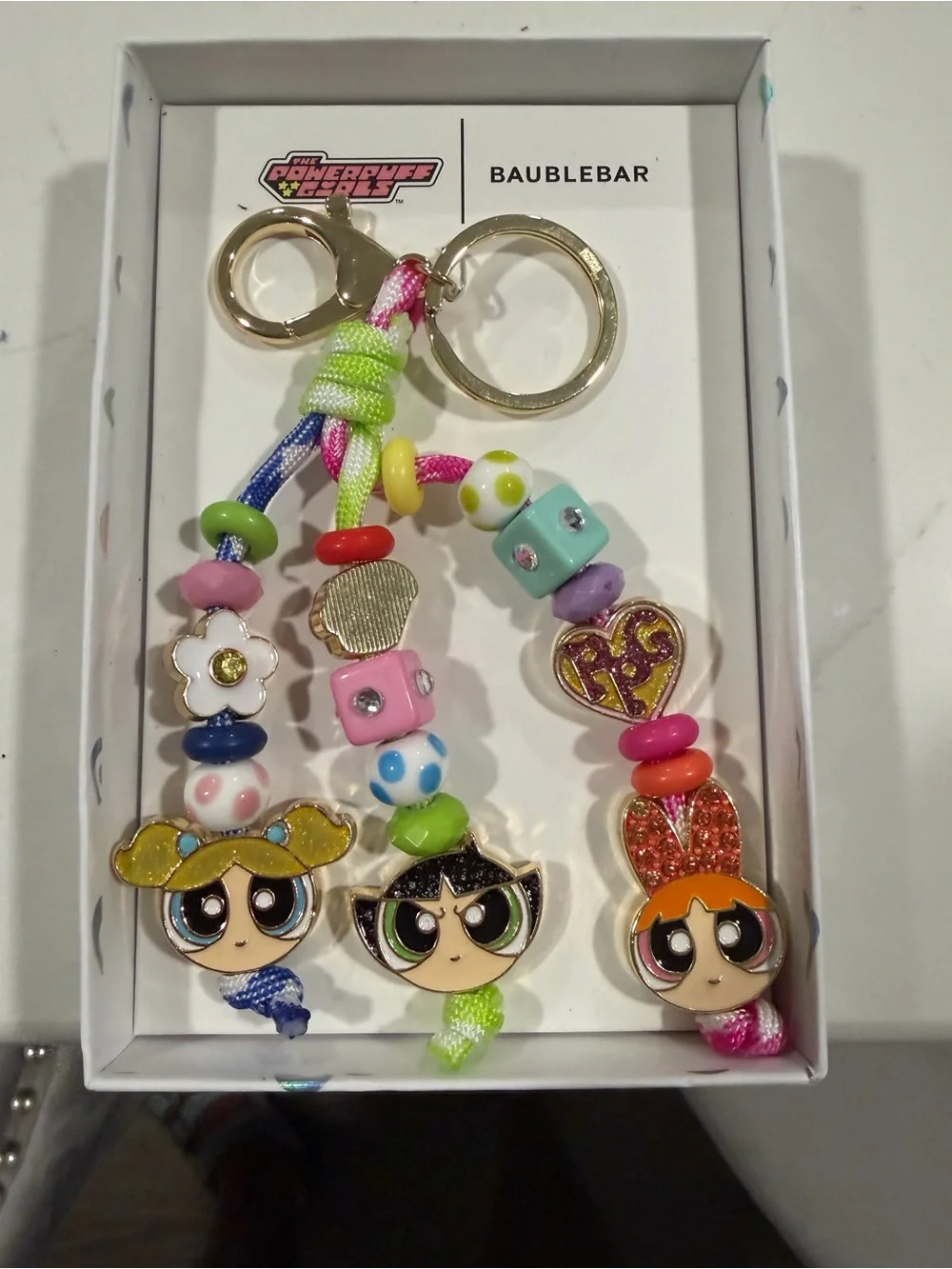 BaubleBar Kids Powerpuff Girls Multicolor Beaded Keychain Trio